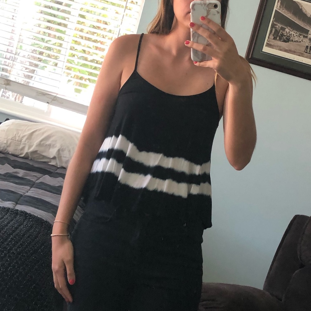 Spaghetti strap black flowy tank